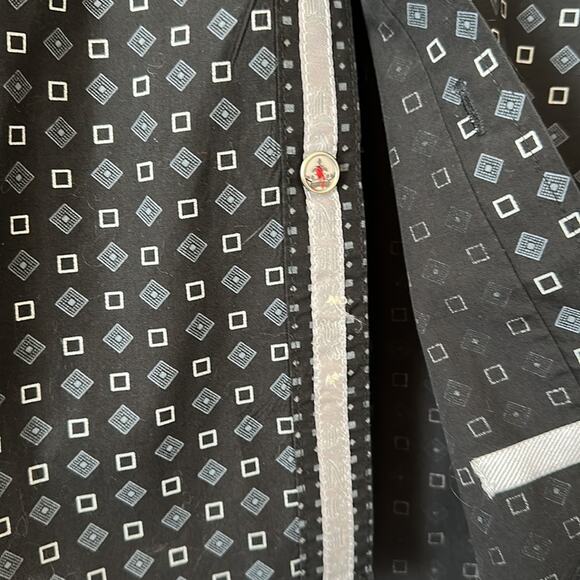 English Laundry Geometric Print Long Sleeve Button Up Dress Shirt Black New Sz L - Picture 7 of 14